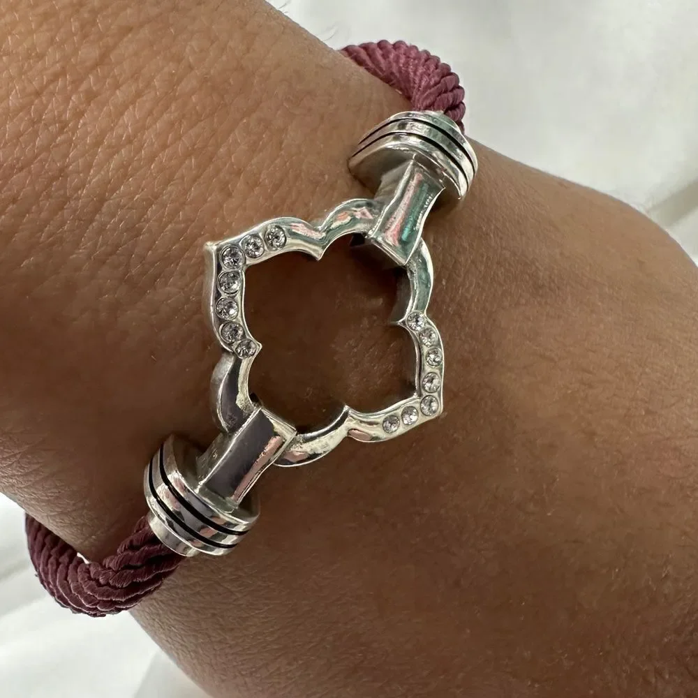 Brighton Burgundy Rope Bracelet with Silver-Tone Clasp & Crystal Accents